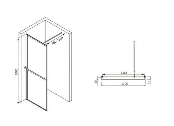 Душевая перегородка Abber Immer Offen AG60120B8