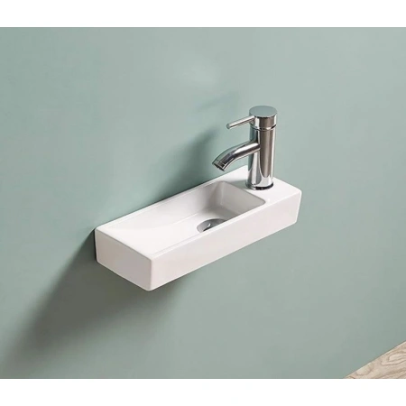 Раковина CeramaLux 9048FL 38x14,5 см L, рукомойник, белый