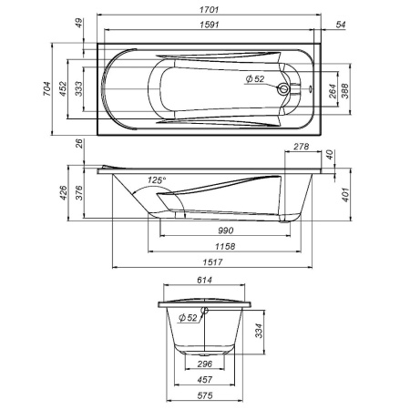 Каркас для ванны Am.Pm Sense 170х70 R