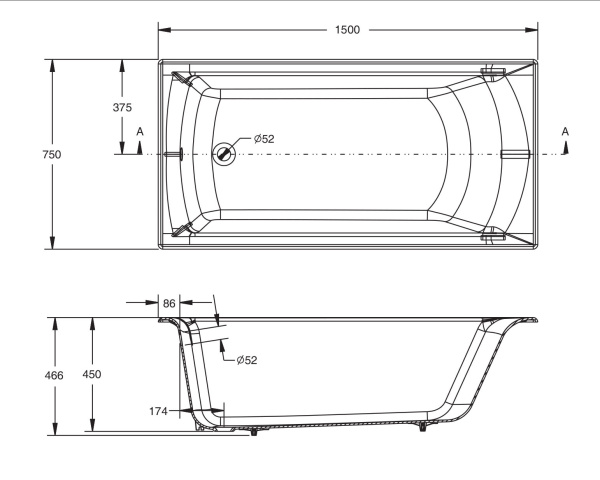 Чугунная ванна Jacob Delafon Biove 150x70 E6D903-0