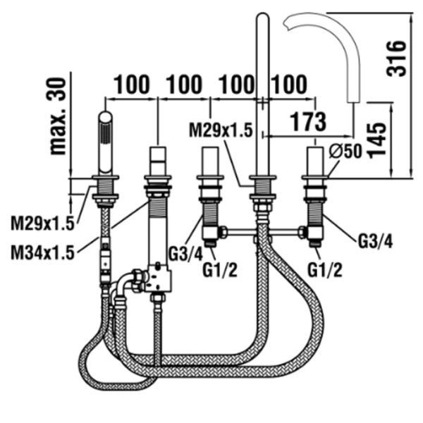 Смеситель для ванны Laufen Kartell 3.2233.5.004.282.1