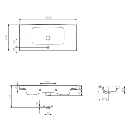 Раковина 101x46 см Cersanit Crea UM-CRE100/1
