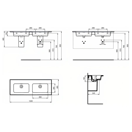 Раковина 124x46 см Ideal Standard Strada II T363601