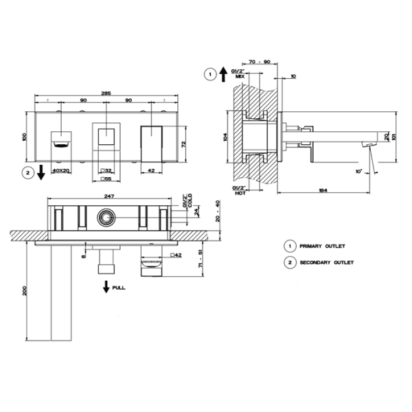 Смеситель для раковины Gessi Rettangolo 44907#031