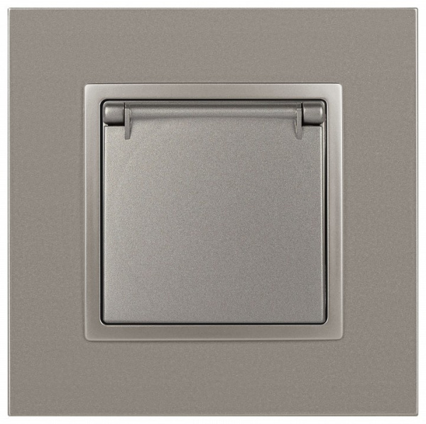 Розетка с заземлением и со шторкой, без рамки с крышкой Эра Эра Elegance 14-2103-16