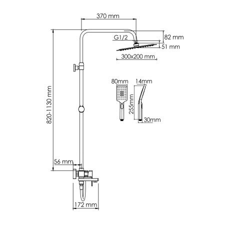 Душевая стойка WasserKRAFT A177.069.126.087.CH