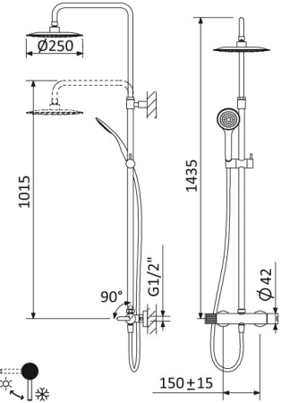 Душевая стойка Cezares Leaf LEAF-CDA-25-L-01