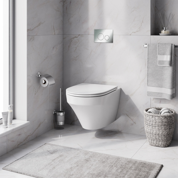 Комплект унитаз AM.PM Inspire FlashClean IS49051.501700 с инсталляцией + клавиша глянцевый хром + сиденье