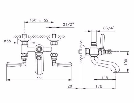 Смеситель для ванны Nicolazzi Teide Metal 1900CR05