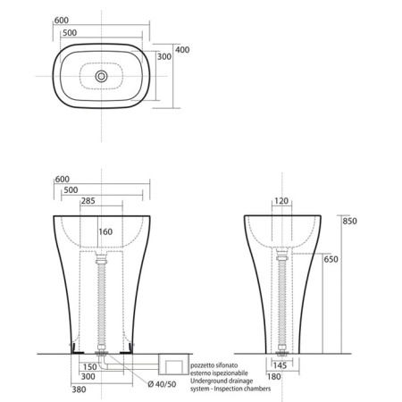 Раковина Kerasan Aquatech 60 см 374201