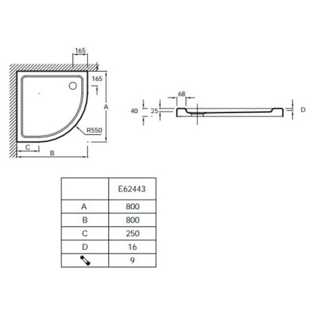 Душевой поддон 80x80 Jacob Delafon FLIGHT E62443-00
