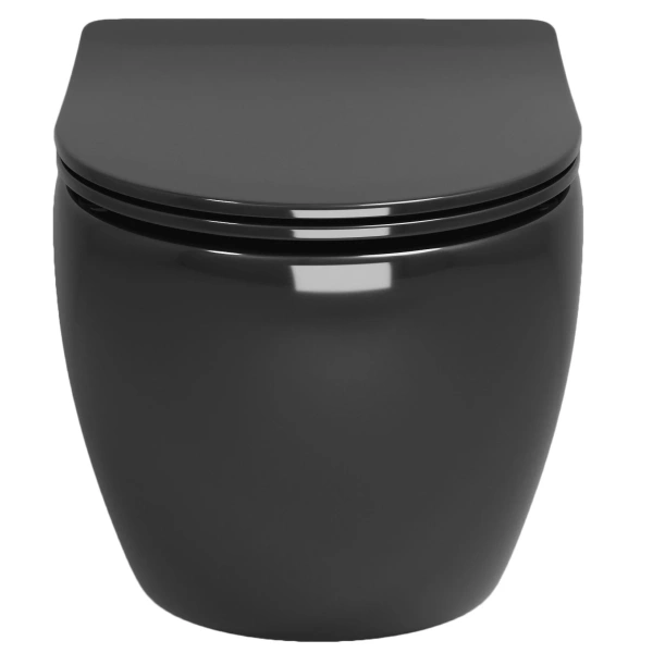 Унитаз подвесной Grossman GR-4411BS безободковый, с сиденьем микролифт, черный глянец