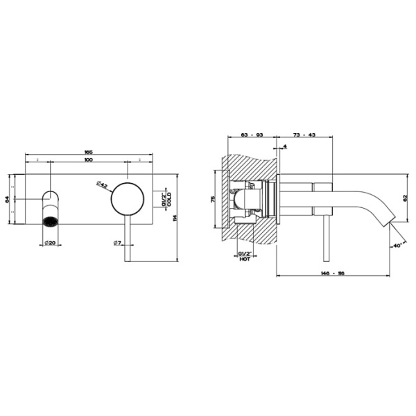 Смеситель для раковины Gessi 316 54088#239 нержавейка