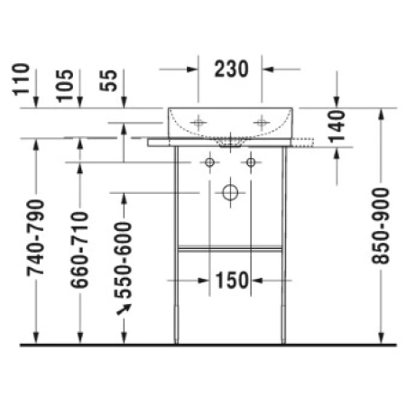 Раковина 45x35 см Duravit DuraSquare 0732450041