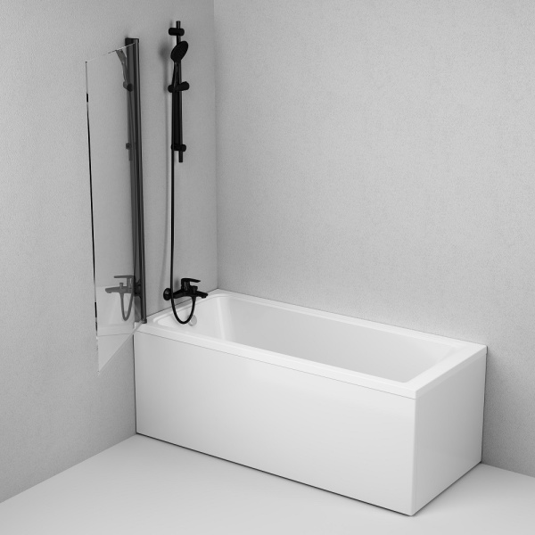 Шторка на борт ванны AM.PM Gem 80х140 W90BS-D080-140BT черный матовый