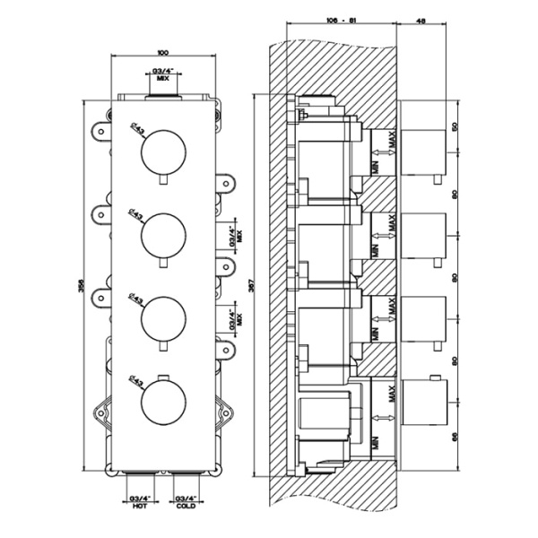 Смеситель для душа Gessi 316 54516#239 нержавейка