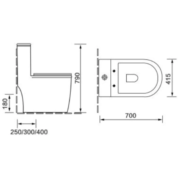 Унитаз-компакт SantiLine SL-5019MB безободковый, с сиденьем микролифт, черный матовый