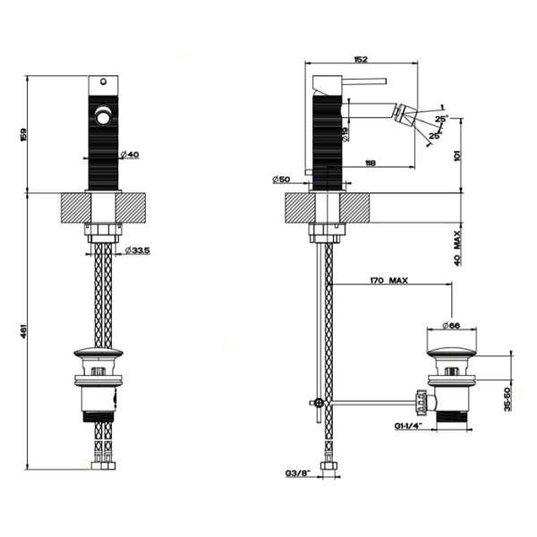 Смеситель для биде Gessi 316 54307#239 нержавейка