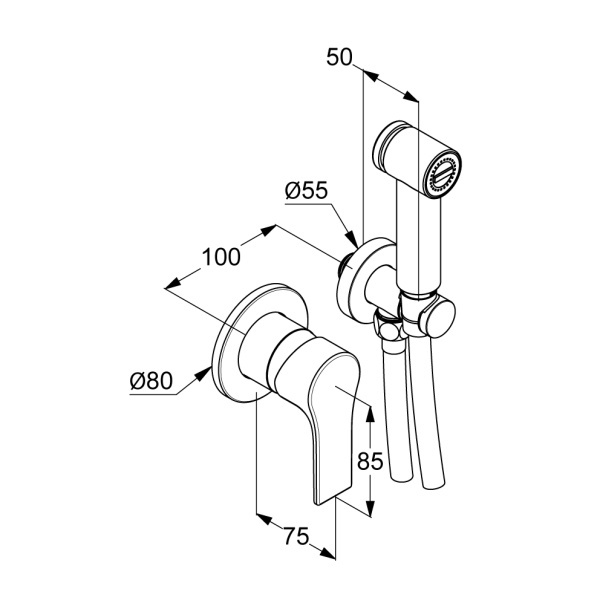Гигиенический душ Kludi Zenta SL 489980565 со смесителем