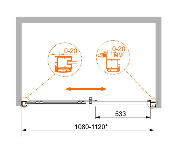 Душевая дверь в нишу Cezares ANIMA-W-BF-1-140-C-Cr