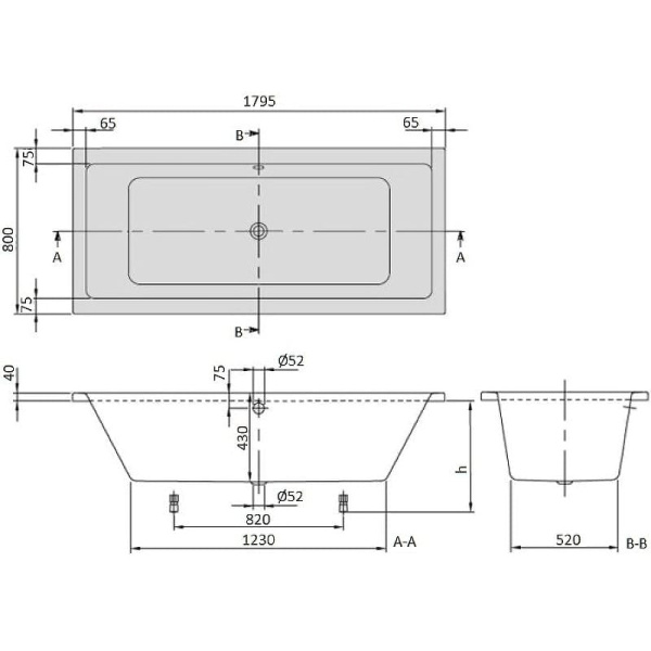 Акриловая ванна Villeroy&Boch Targa Plus Mono 180x80 UBA180NES2V-01 альпийский белый