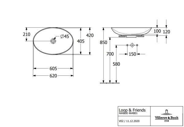 Раковина Villeroy&Boch Loop & Friends 62 4A480001