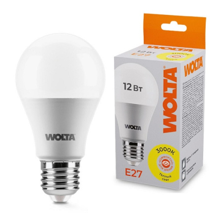 Лампа светодиодная Wolta E27 12Вт 3000K 25Y60BL12E27