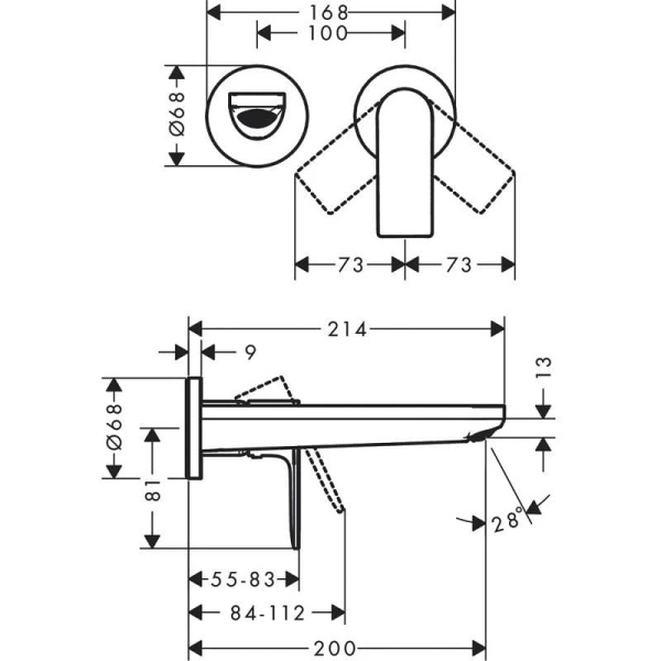 Смеситель для раковины hansgrohe Rebris 72568000
