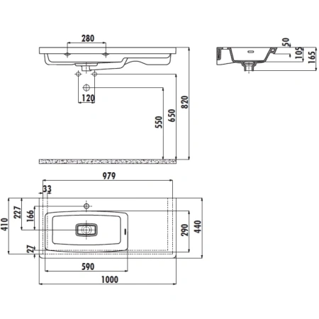 Раковина 100x44 см Creavit Memory MY100-00CB00E-0000