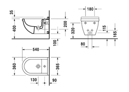 Биде подвесное Duravit Starck 3 22801500001-WG