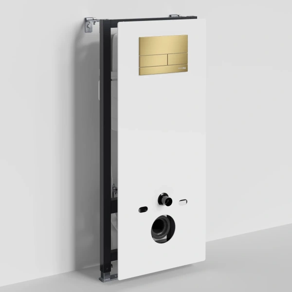 Инсталляция для унитаза WasserKRAFT Abens 20 20TLT.010.ME.WH.MG04 с кнопкой смыва, золотой матовый