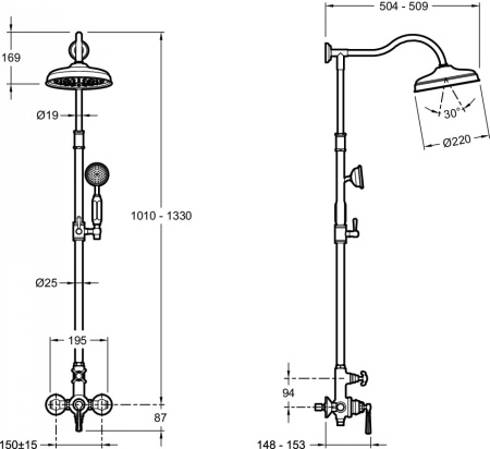 Душевая стойка Jacob Delafon Cleo 1889 E24311-CP хром