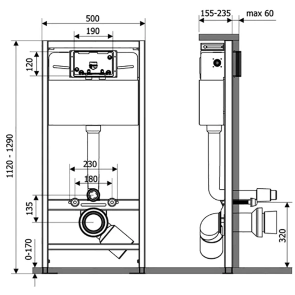Инсталляция для унитаза Veconi Frame 500 VF500