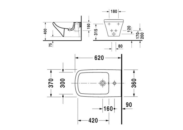 Биде подвесное Duravit DuraStyle 2286150000