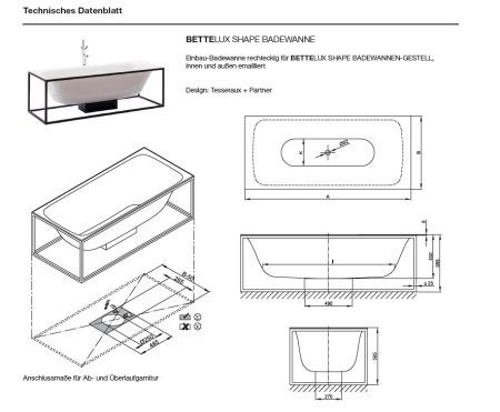 Стальная ванна Bette LUX SHAPE 170x75 3451-000