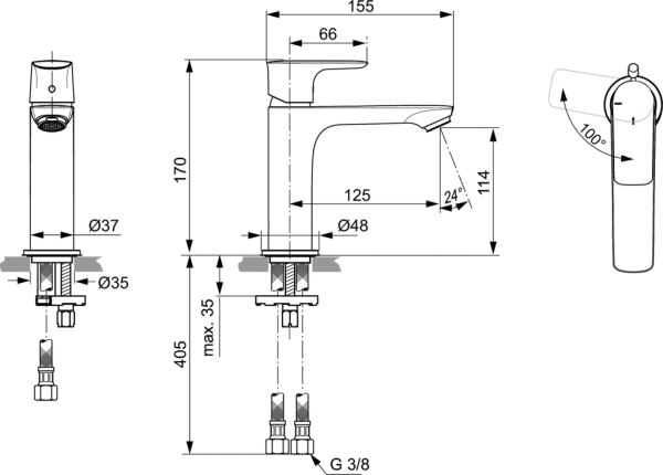 Смеситель для раковины Ideal Standard Connect Air A7016AA