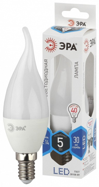 Лампа светодиодная Эра Стандарт E14 5Вт 4000K LED BXS-5W-840-E14