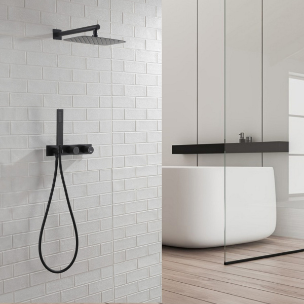 Душевая система Abber Rund AF8718B черная матовая