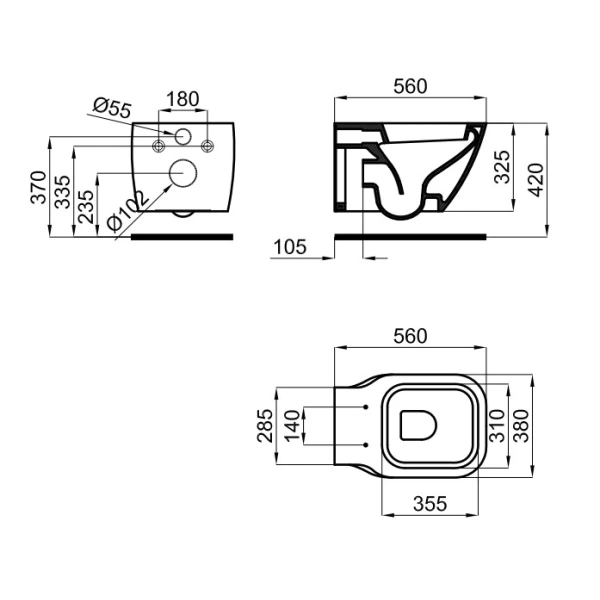 Унитаз подвесной Noken Essence C N365850113 белый матовый