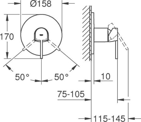 Смеситель для душа Grohe Plus 24059003, хром