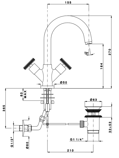 Смеситель для раковины Nicolazzi Arena 3336CR44