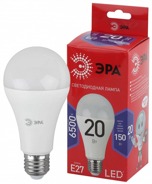 Лампа светодиодная Эра  E27 20Вт 6500K LED A65-20W-865-E27 R