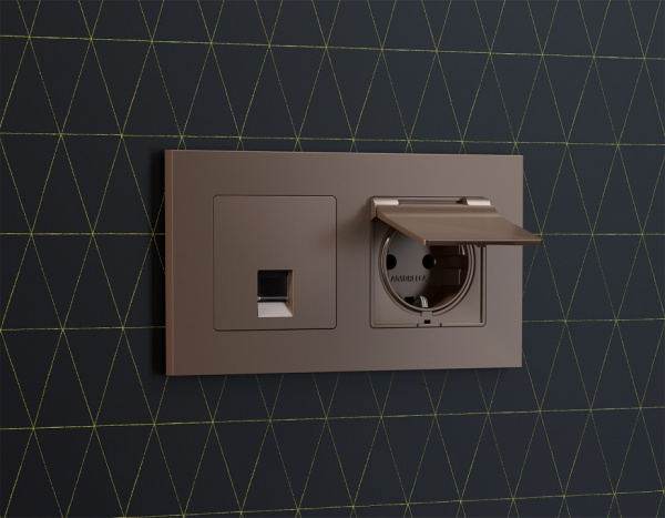 Розетка Ethernet RJ-45 и со шторками, без рамки Ambrella Volt ALFA MA642005