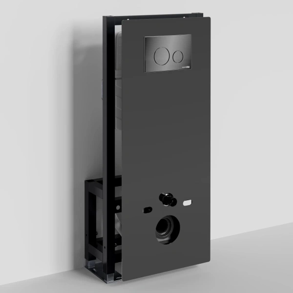 Инсталляция для унитаза WasserKRAFT Glan 66 66TLT.010.ME.BL.PB02 с кнопкой смыва, черный глянец