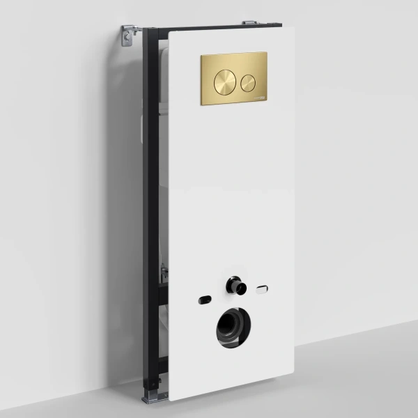 Инсталляция для унитаза WasserKRAFT Abens 20 20TLT.010.ME.WH.MG02 с кнопкой смыва, золотой матовый