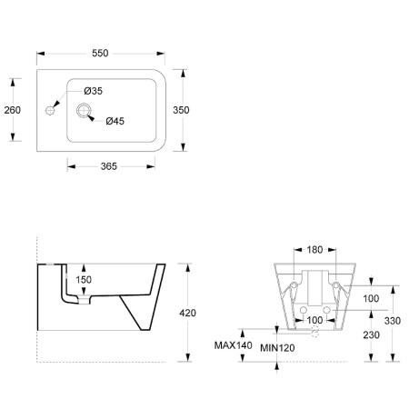 Подвесное биде Alice Hide 31220108 черное матовое