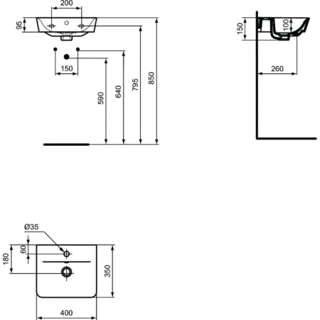 Раковина 40x35 см Ideal Standard Connect Air E0307V3