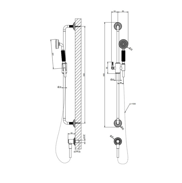 Душевой гарнитур Gessi Venti 20 65142#299 черный матовый