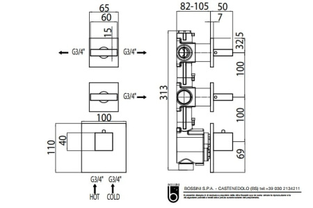 Внутренняя часть смесителя Bossini Z030203000