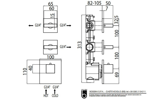 Внутренняя часть смесителя Bossini Z030203000